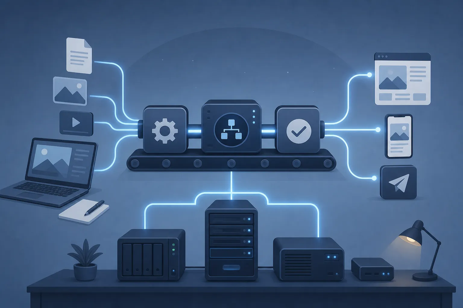 Illustration of an automated content publishing pipeline